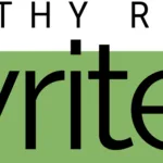 "Filthy rich" text on white background stacked above "writer" on green background