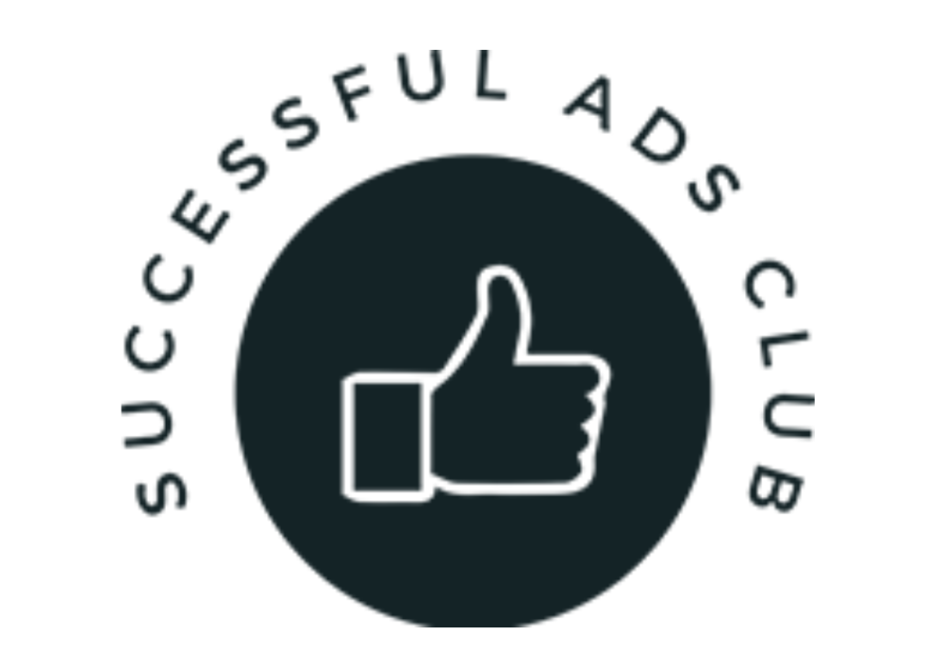 Logo for Successful Ads Club course with thumbs up in middle