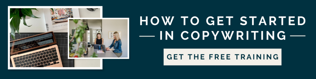 Nicki Krawczyk, founder of Filthy Rich Writer, and Kate Sitarz, copy coach in the Comprehensive Copywriting Academy next to words "How to get started in copywriting - get the free training"